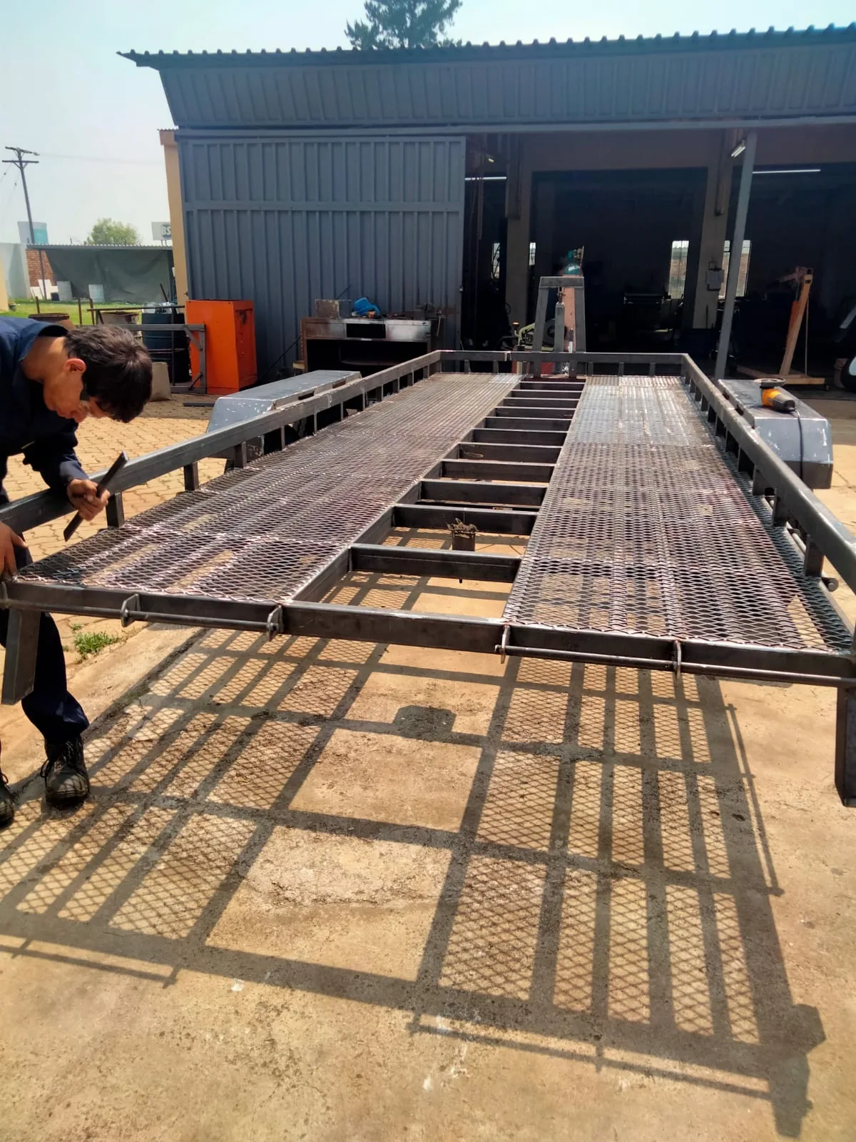 Trailer chassis fabrication in progress