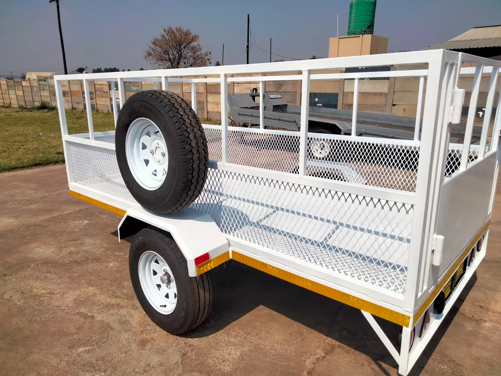 Finished white utility trailer